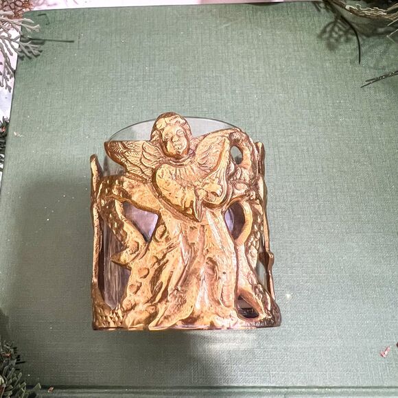 2 Andrea by Sadek Brass Angel Votive Candle Holder VINTAGE 3in Christmas Holiday - Picture 4 of 4